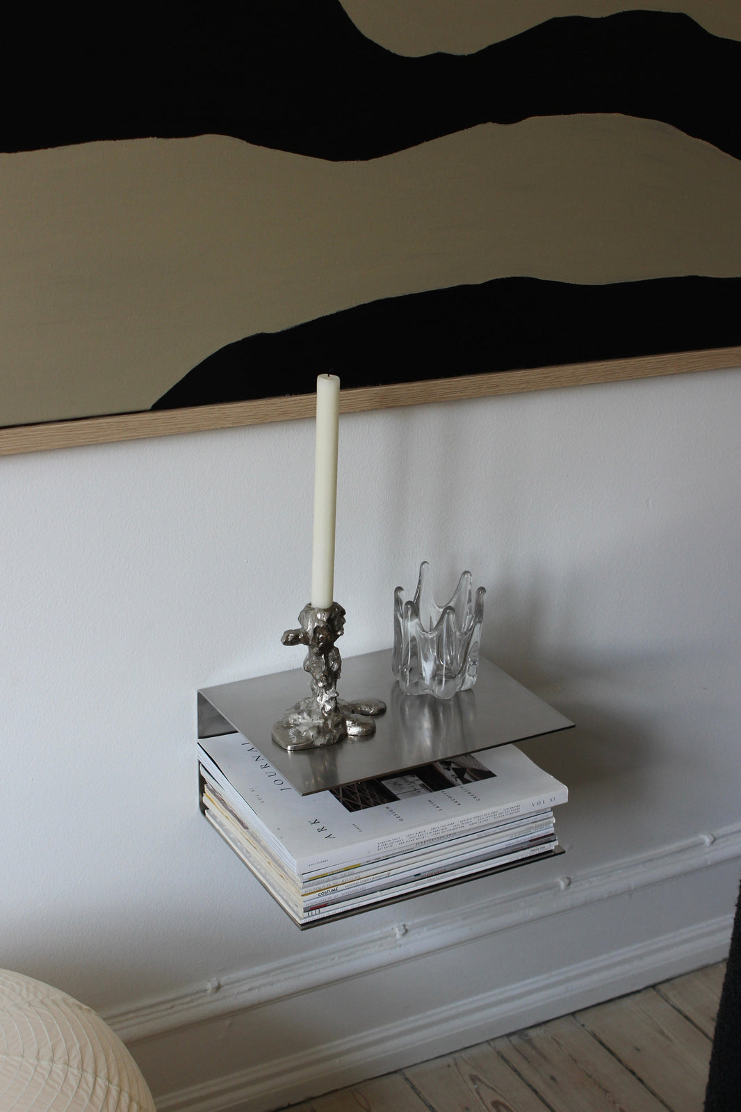 Minimalist bedside table steel: Dual-level design - Acier Studio